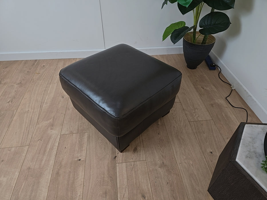 Santino Footstool - Leather - Mocha Brown