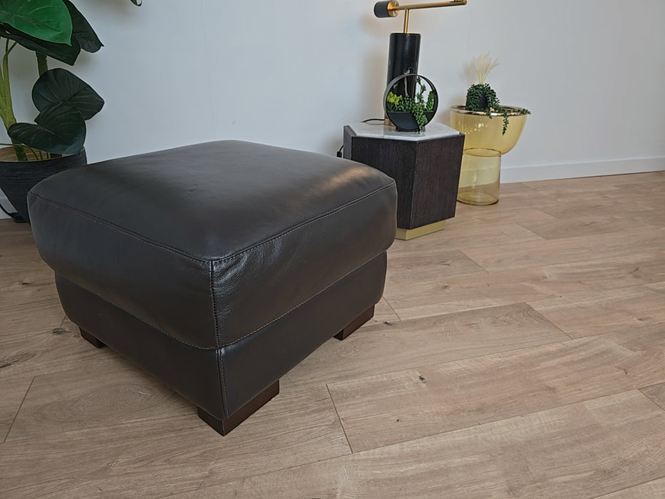 Santino Footstool - Leather - Mocha Brown