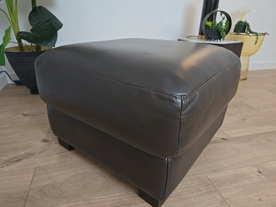 Santino Footstool - Leather - Mocha Brown