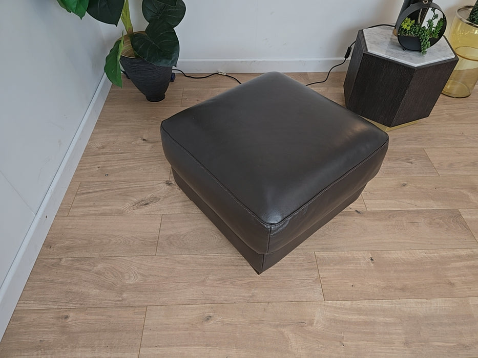 Santino Footstool - Leather - Mocha Brown