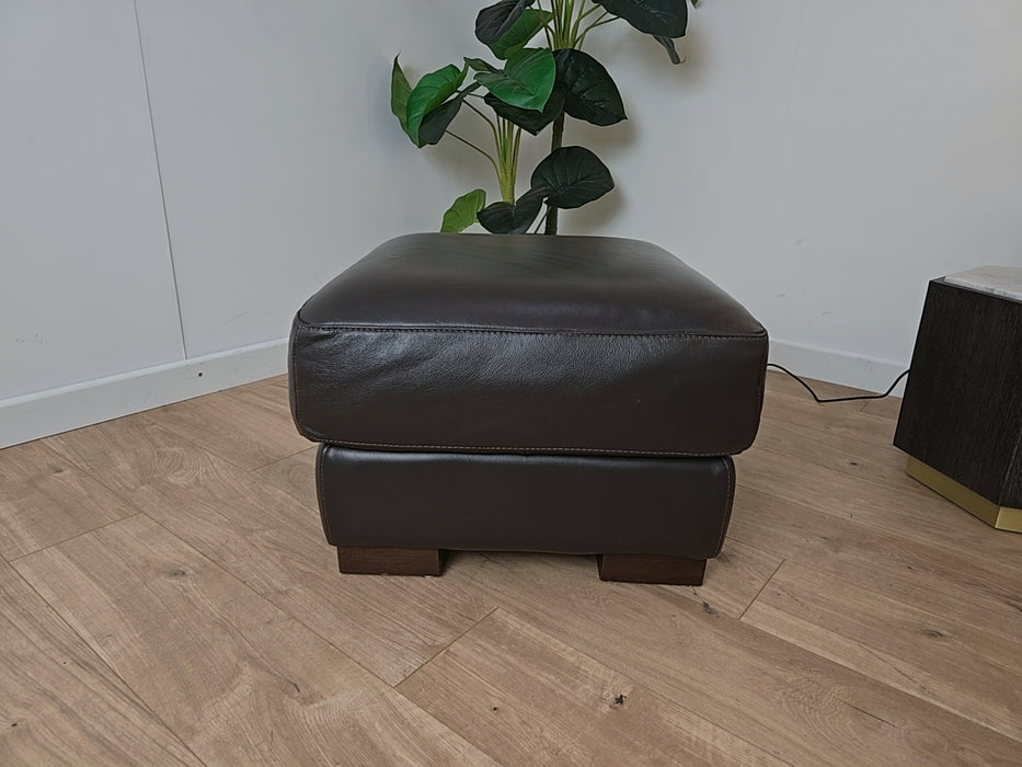 Santino Footstool - Leather - Mocha Brown