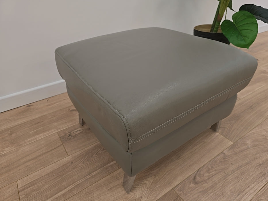 Capriana  Footstool - Leather - California Cloudy