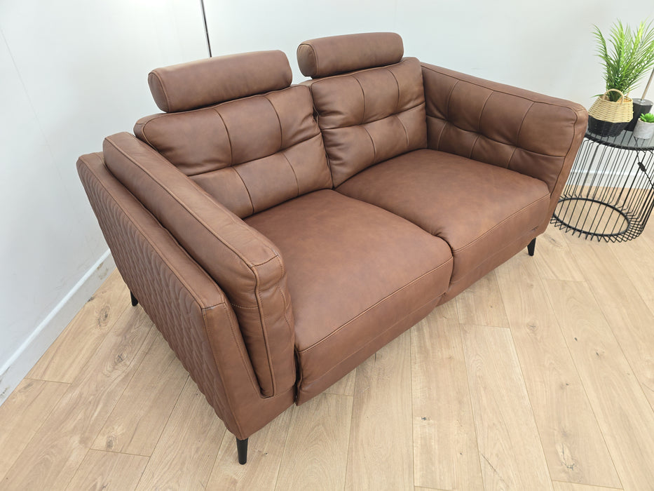 Muse 2 Seater Sofa - Leather Power Recliner + Headrest - Matte Espresso