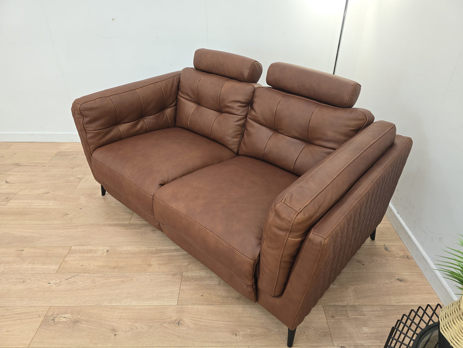 Muse 2 Seater Sofa - Leather Power Recliner + Headrest - Matte Espresso