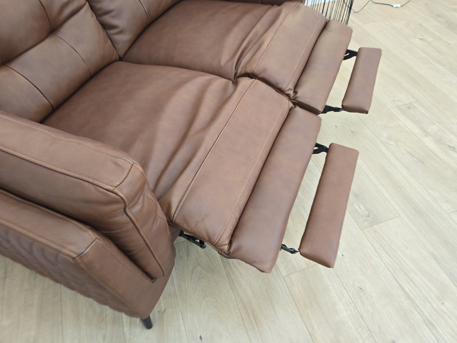 Muse 2 Seater Sofa - Leather Power Recliner + Headrest - Matte Espresso