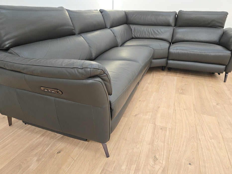 Missouri 3 Corner 1 - Leather Power Reclining Sofa - Charcoal