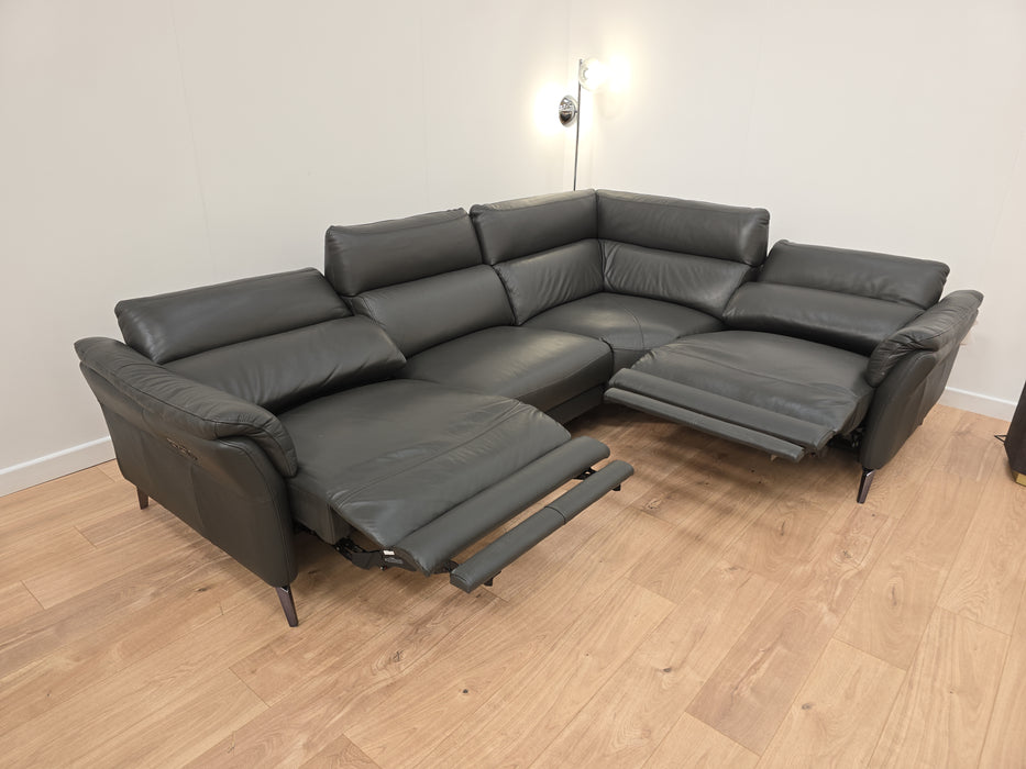 Missouri 3 Corner 1 - Leather Power Reclining Sofa - Charcoal