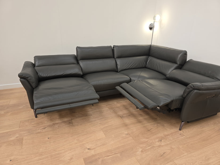 Missouri 3 Corner 1 - Leather Power Reclining Sofa - Charcoal