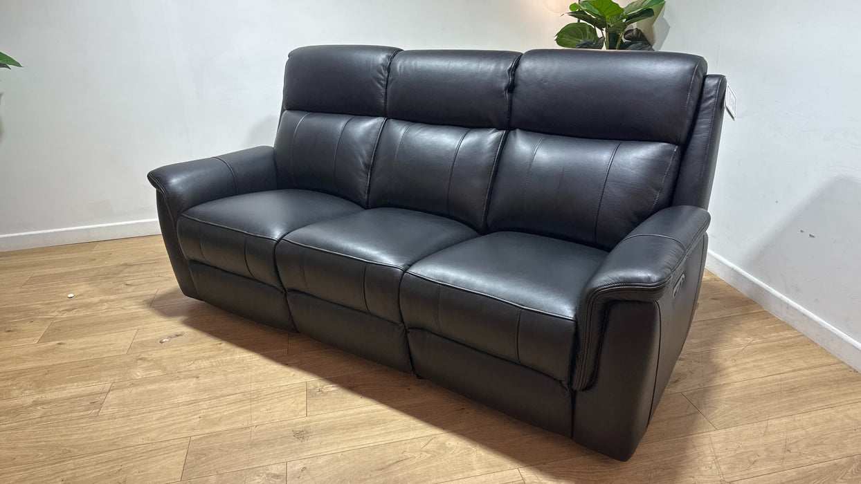 Sofology The Bradie Leather 3 Seater Power Recliner in Trusty Embossed Jet Black