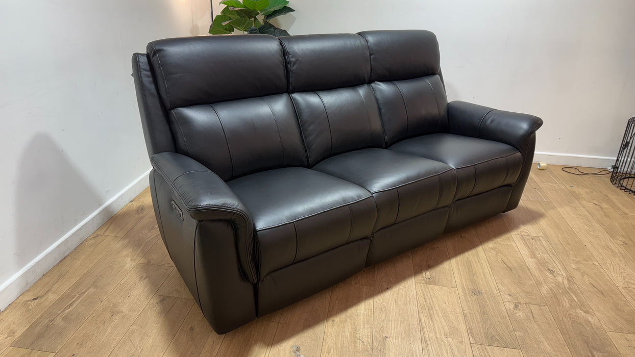 Sofology The Bradie Leather 3 Seater Power Recliner in Trusty Embossed Jet Black