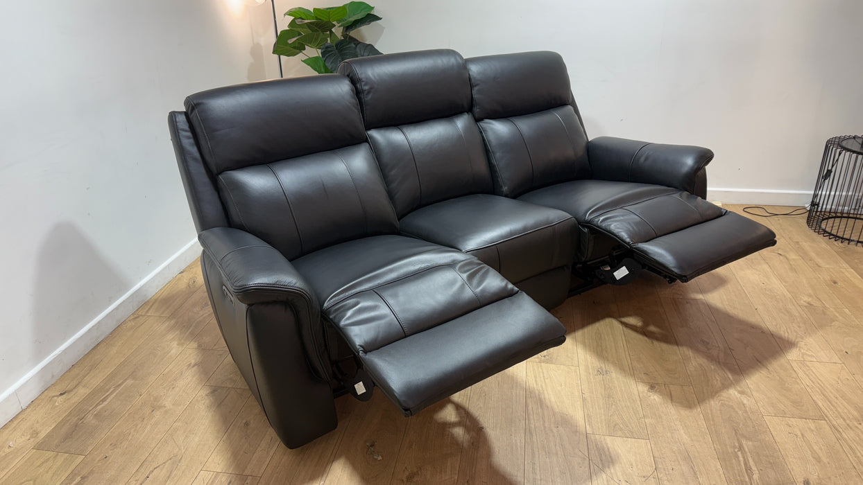 Sofology The Bradie Leather 3 Seater Power Recliner in Trusty Embossed Jet Black