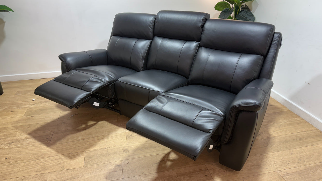 Sofology The Bradie Leather 3 Seater Power Recliner in Trusty Embossed Jet Black