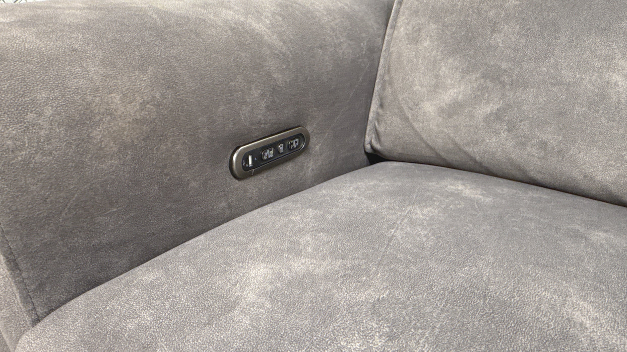 Sofology Premiere 2.5 Fabric Power Recliner, Power Headrest & Smart Console in Lifestyle Flecked Mocha