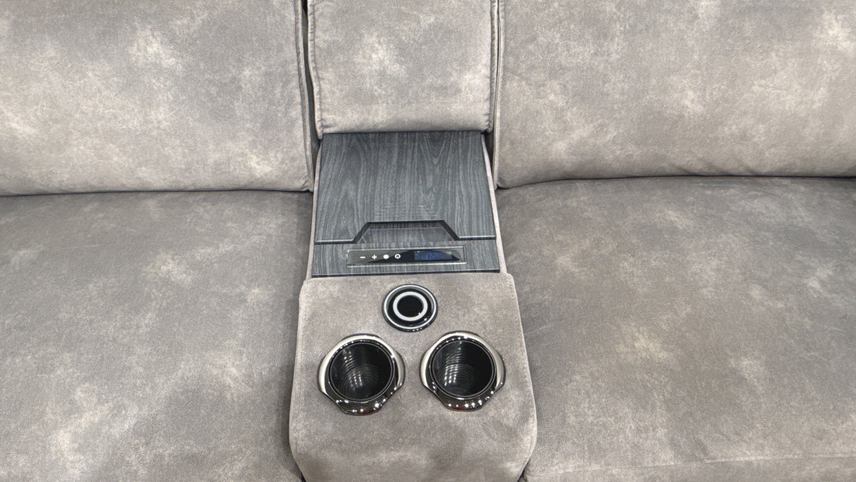 Sofology Premiere 2.5 Fabric Power Recliner, Power Headrest & Smart Console in Lifestyle Flecked Mocha