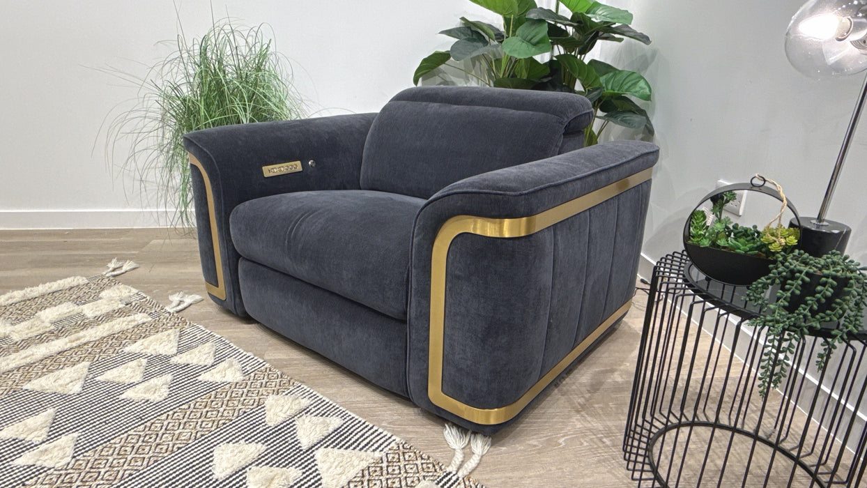 Sofology Plaza Fabric Loveseat Power Recliner,Power Headrest & Heated Seats in Chenille Ink