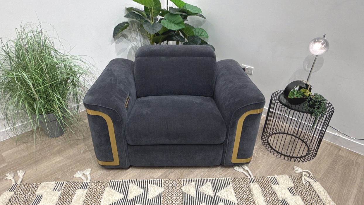 Sofology Plaza Fabric Loveseat Power Recliner,Power Headrest & Heated Seats in Chenille Ink