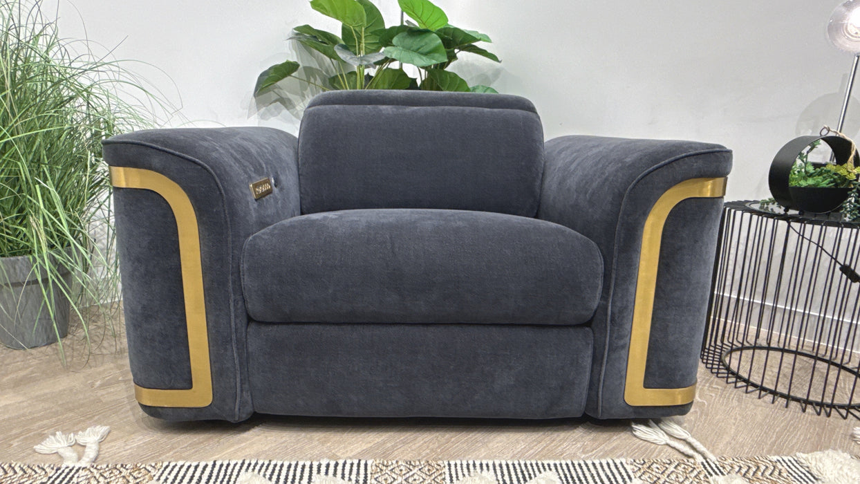 Sofology Plaza Fabric Loveseat Power Recliner,Power Headrest & Heated Seats in Chenille Ink