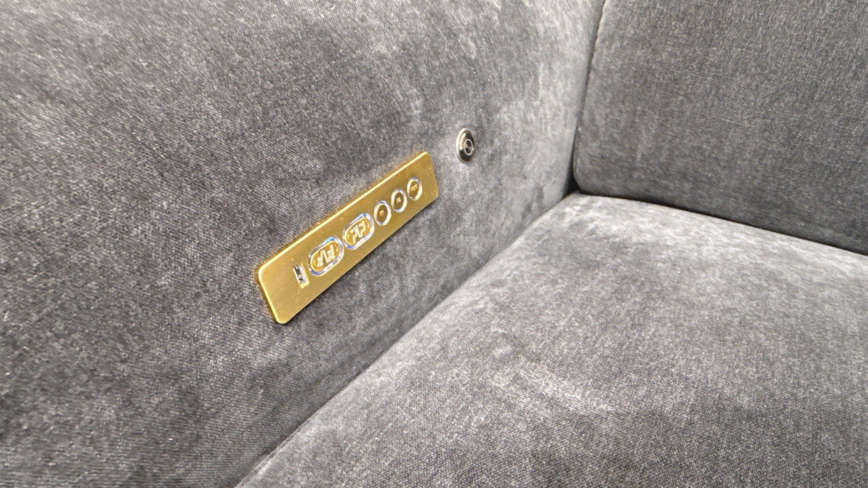 Sofology Plaza Fabric Loveseat Power Recliner,Power Headrest & Heated Seats in Chenille Ink