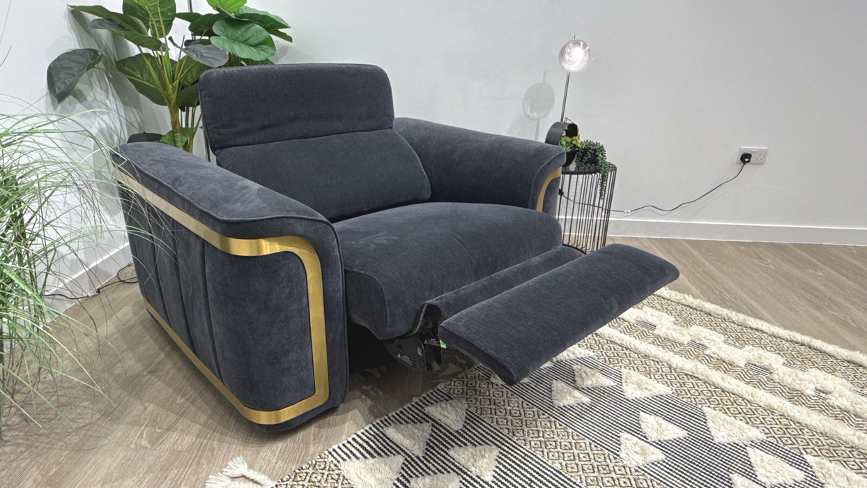 Sofology Plaza Fabric Loveseat Power Recliner,Power Headrest & Heated Seats in Chenille Ink