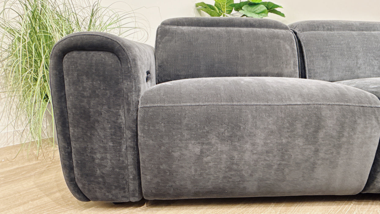 Sofology Premiere 2.5 Fabric Power Recliner in Chenille Ink
