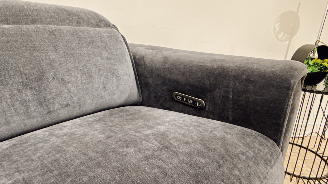 Sofology Premiere 2.5 Fabric Power Recliner in Chenille Ink