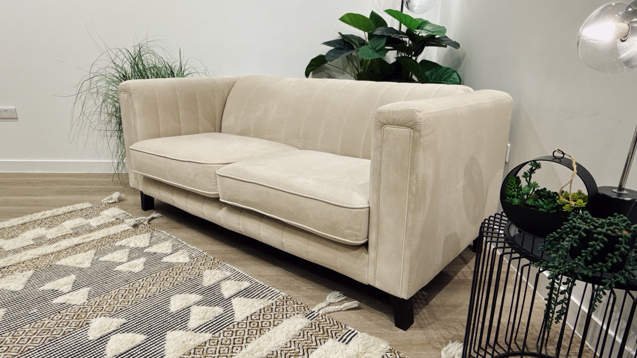 Sofology Fluted Isla Fabric 2 Seater in Velluto Beige