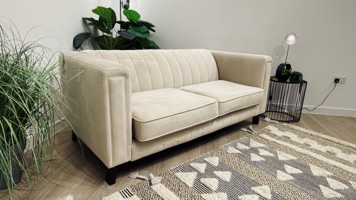 Sofology Fluted Isla Fabric 2 Seater in Velluto Beige