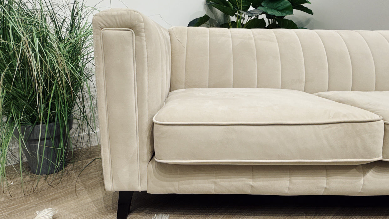 Sofology Fluted Isla Fabric 2 Seater in Velluto Beige