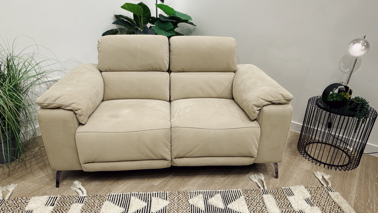 Sofology Fratelli Fabric 2 Seater Power Recliner/Headrest in Lifestyle Nubuck Feel Stone