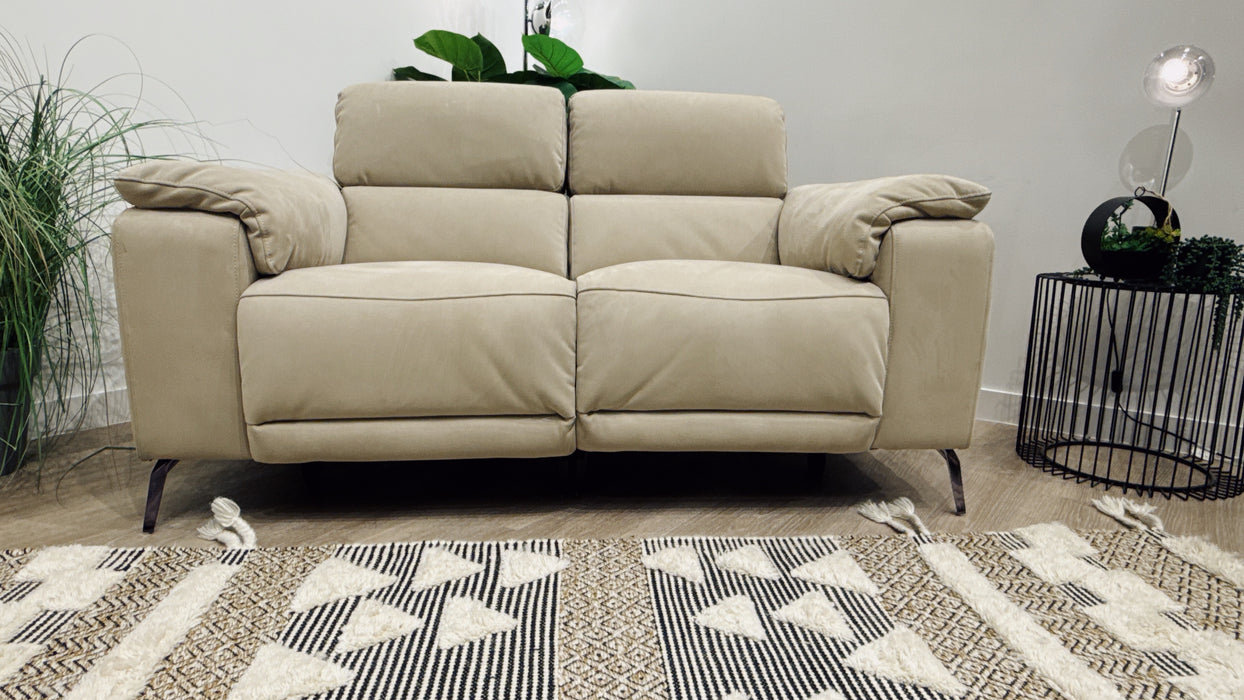 Sofology Fratelli Fabric 2 Seater Power Recliner/Headrest in Lifestyle Nubuck Feel Stone