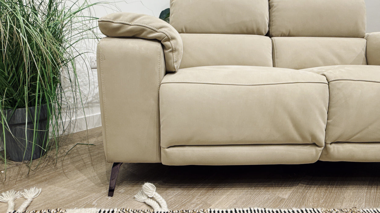 Sofology Fratelli Fabric 2 Seater Power Recliner/Headrest in Lifestyle Nubuck Feel Stone
