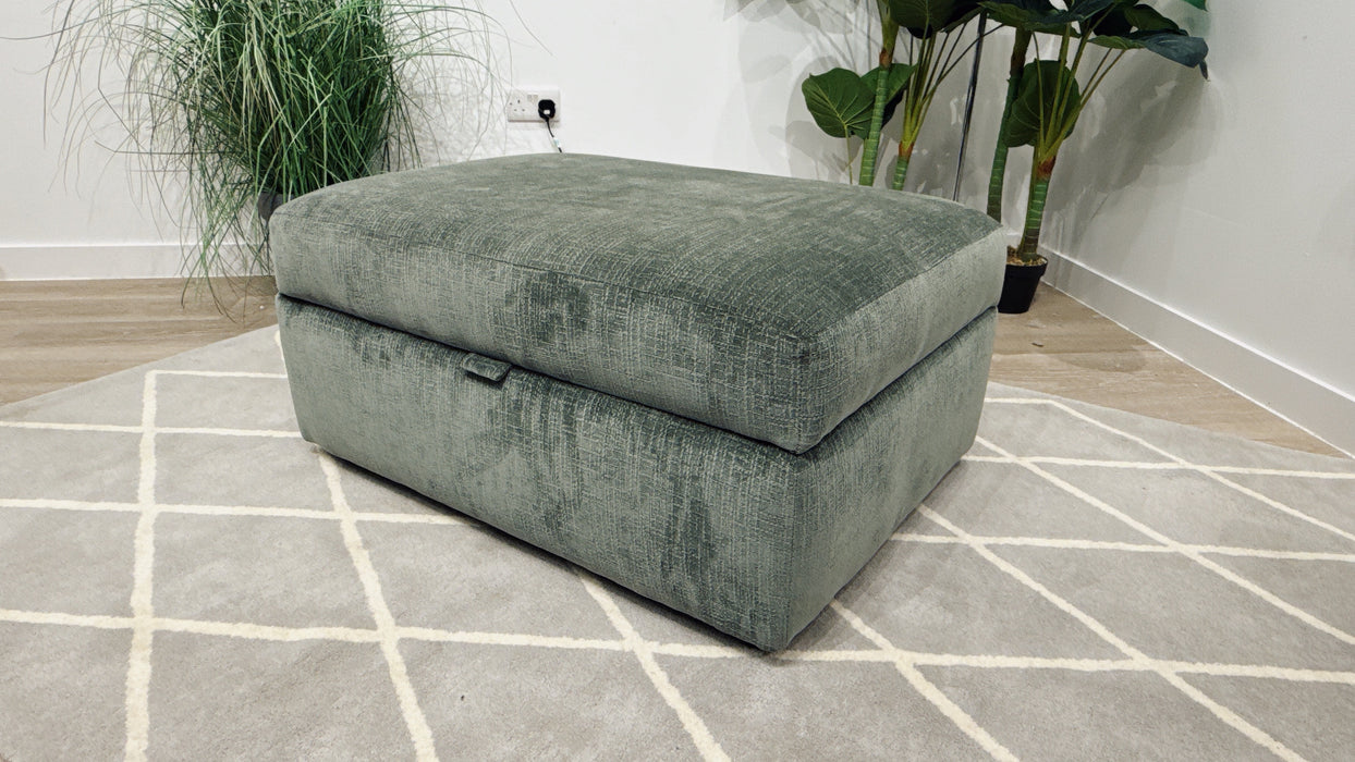 Sofology Harrington Fabric Large Storage Footstool in Soft Slub Chenille Pine