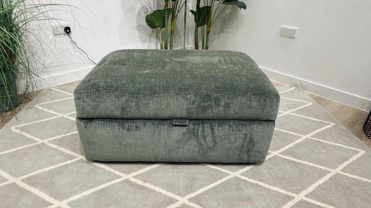 Sofology Harrington Fabric Large Storage Footstool in Soft Slub Chenille Pine