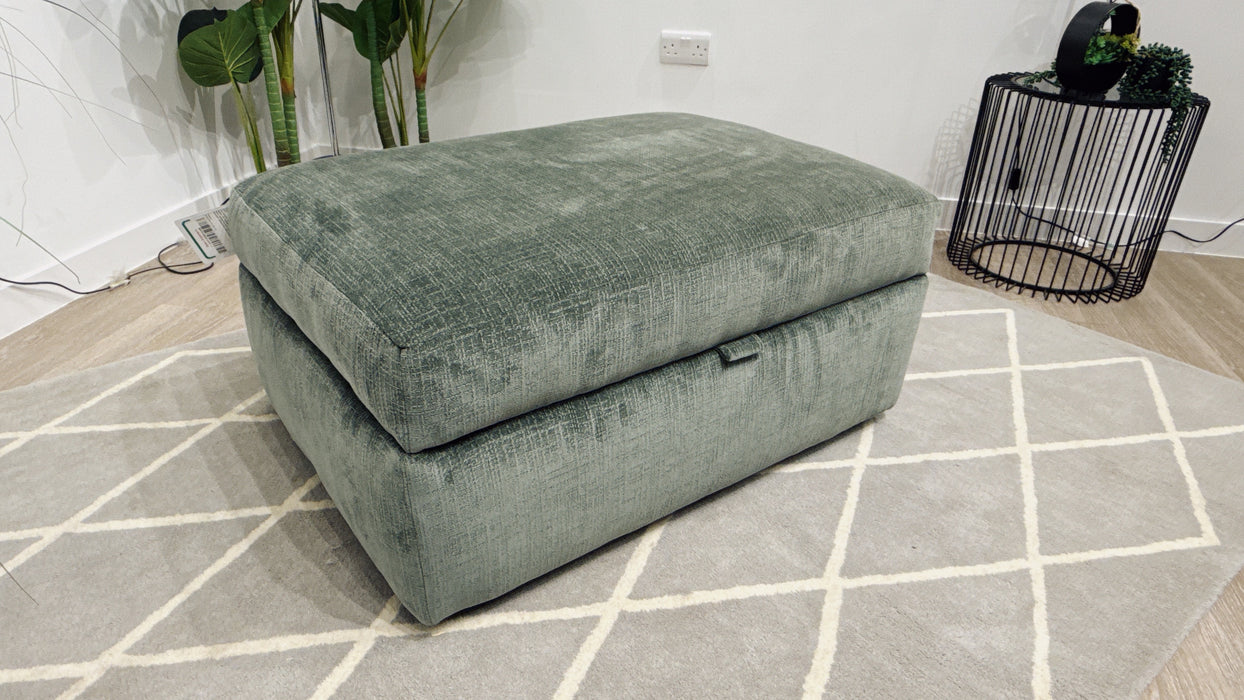 Sofology Harrington Fabric Large Storage Footstool in Soft Slub Chenille Pine