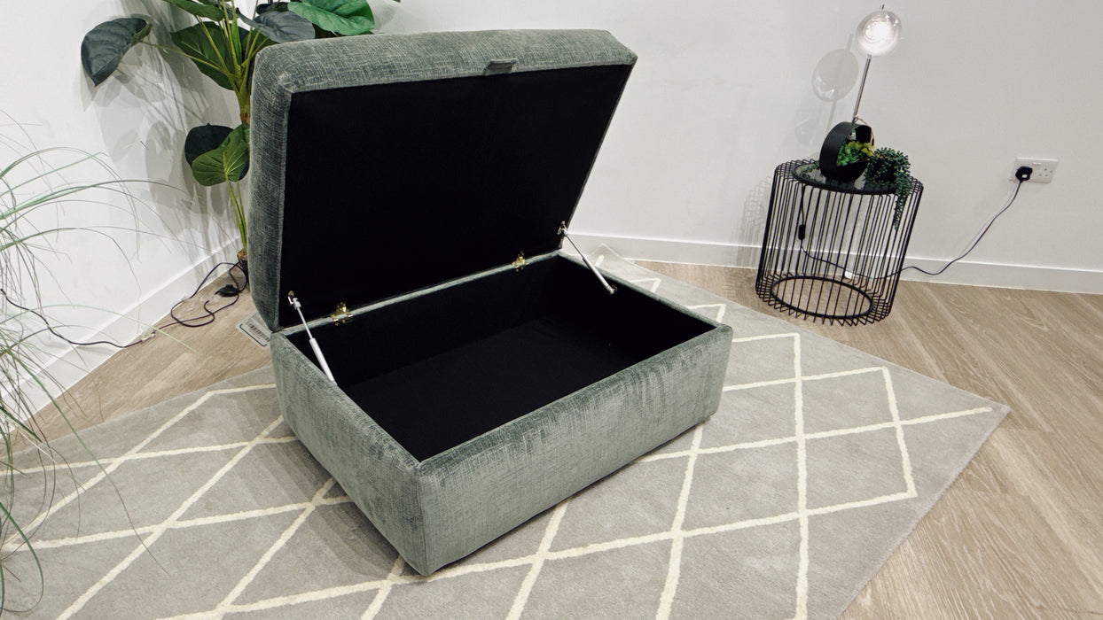 Sofology Harrington Fabric Large Storage Footstool in Soft Slub Chenille Pine
