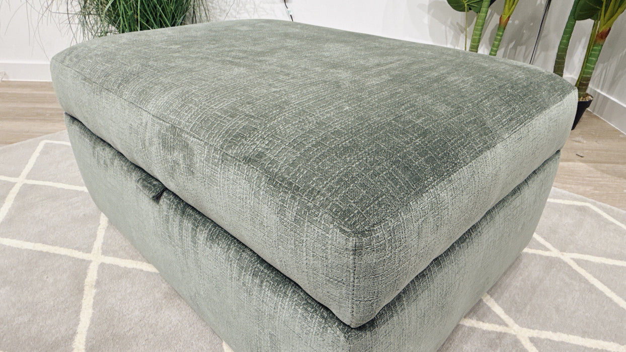 Sofology Harrington Fabric Large Storage Footstool in Soft Slub Chenille Pine