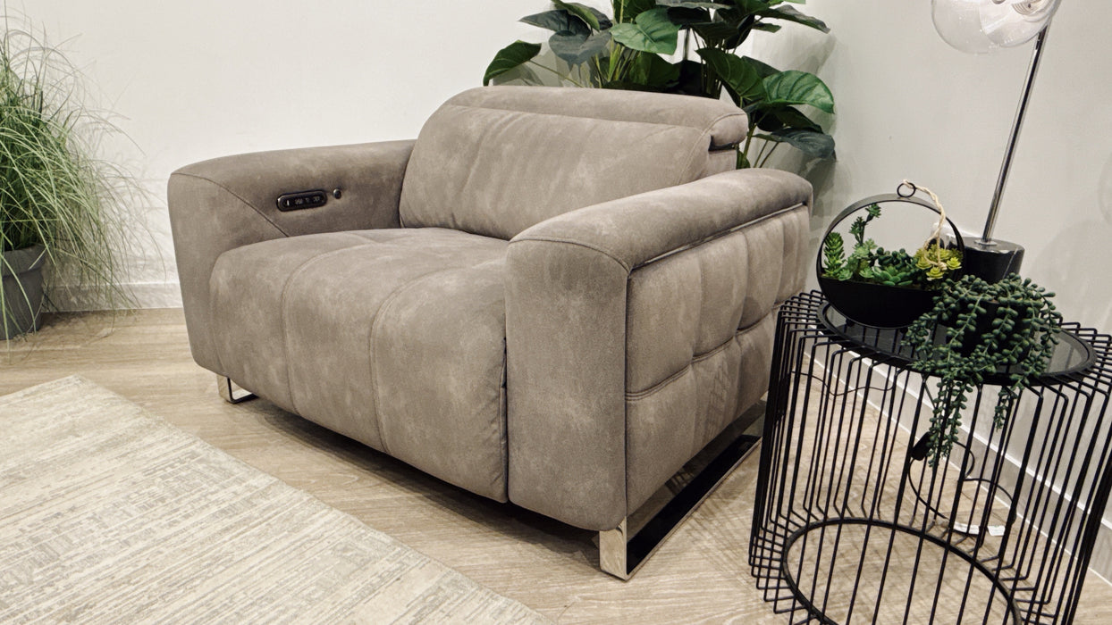 Sofology Marvella Fabric Loveseat Power Recliner, Power Headrest & Heated Seat in Flecked Mocha