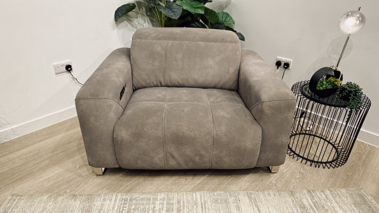 Sofology Marvella Fabric Loveseat Power Recliner, Power Headrest & Heated Seat in Flecked Mocha