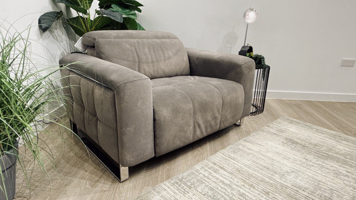 Sofology Marvella Fabric Loveseat Power Recliner, Power Headrest & Heated Seat in Flecked Mocha