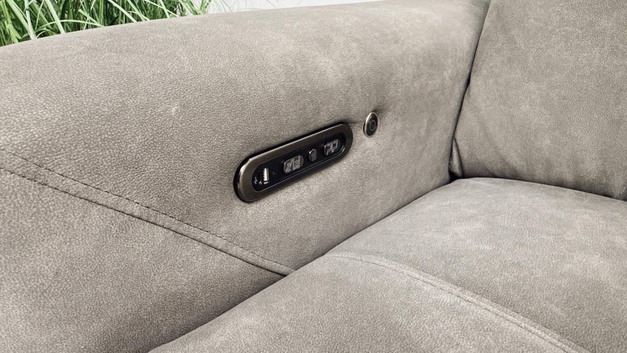 Sofology Marvella Fabric Loveseat Power Recliner, Power Headrest & Heated Seat in Flecked Mocha
