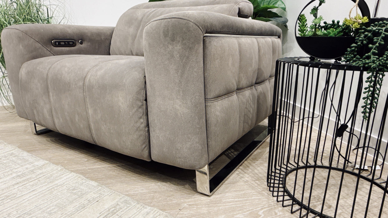 Sofology Marvella Fabric Loveseat Power Recliner, Power Headrest & Heated Seat in Flecked Mocha