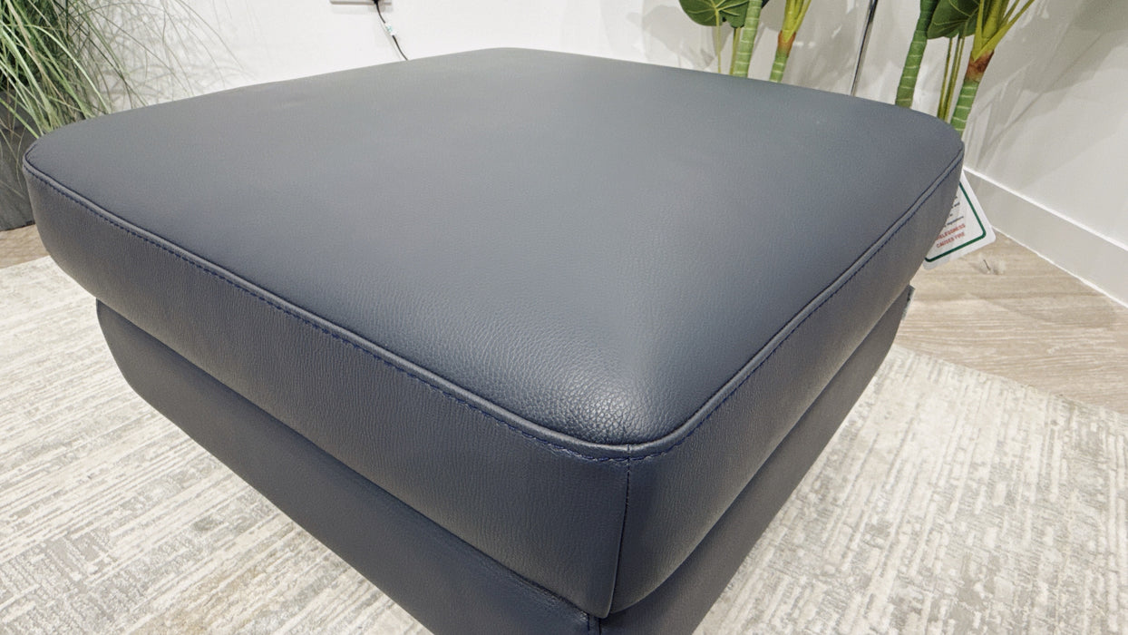 Sofology Sassi Leather Footstool in Bull Blu