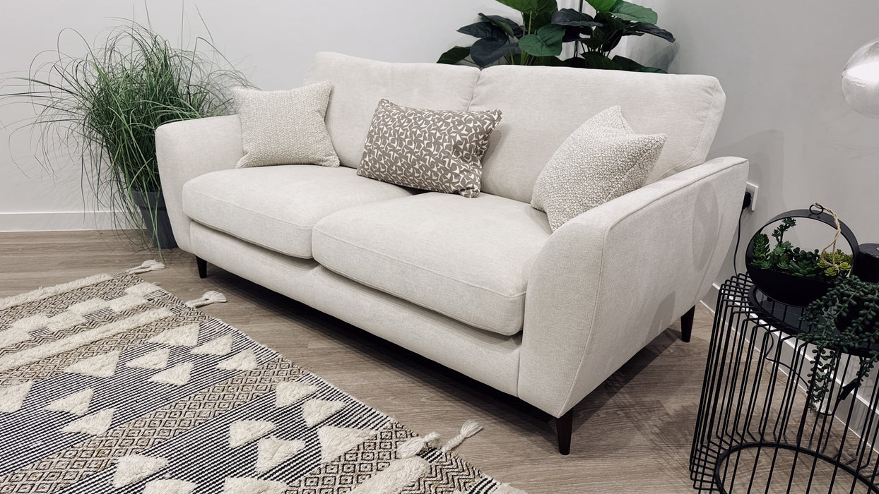 Sofology Hackney Fabric 3 Seater Memory Foam Seats in Linen Look Chenille Mist Mix