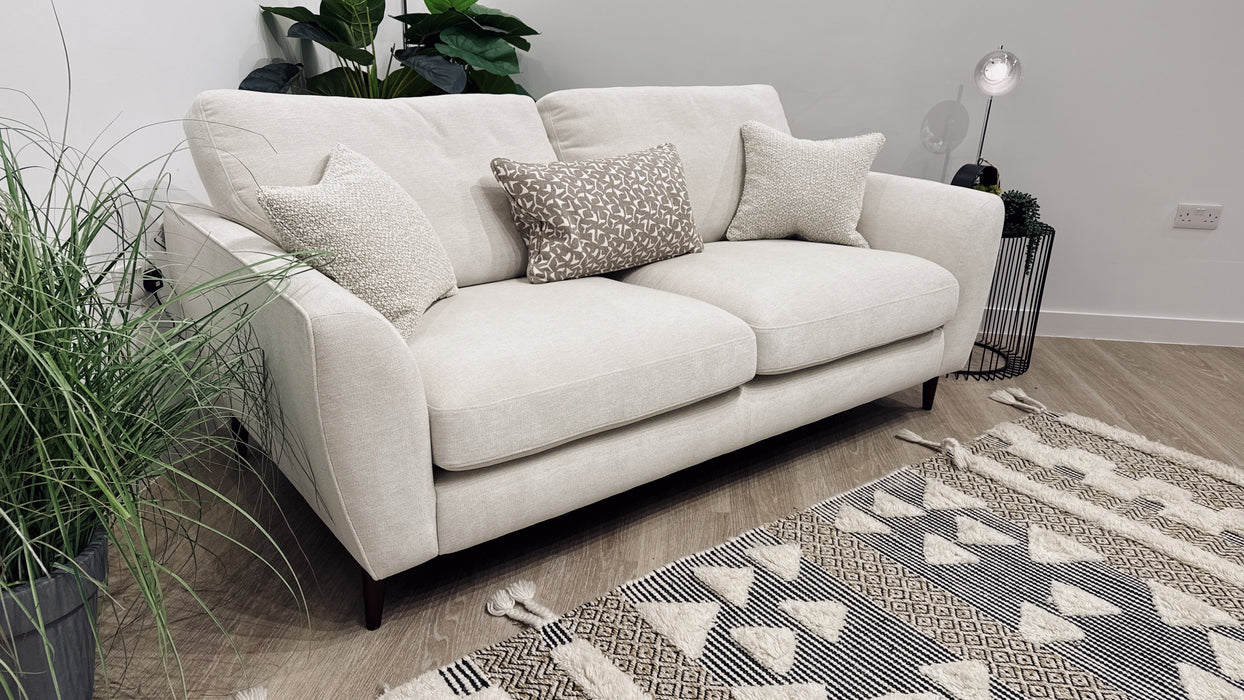Sofology Hackney Fabric 3 Seater Memory Foam Seats in Linen Look Chenille Mist Mix
