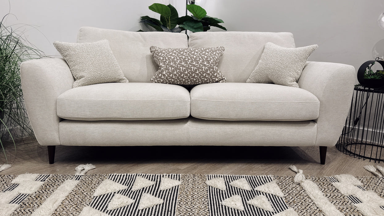 Sofology Hackney Fabric 3 Seater Memory Foam Seats in Linen Look Chenille Mist Mix