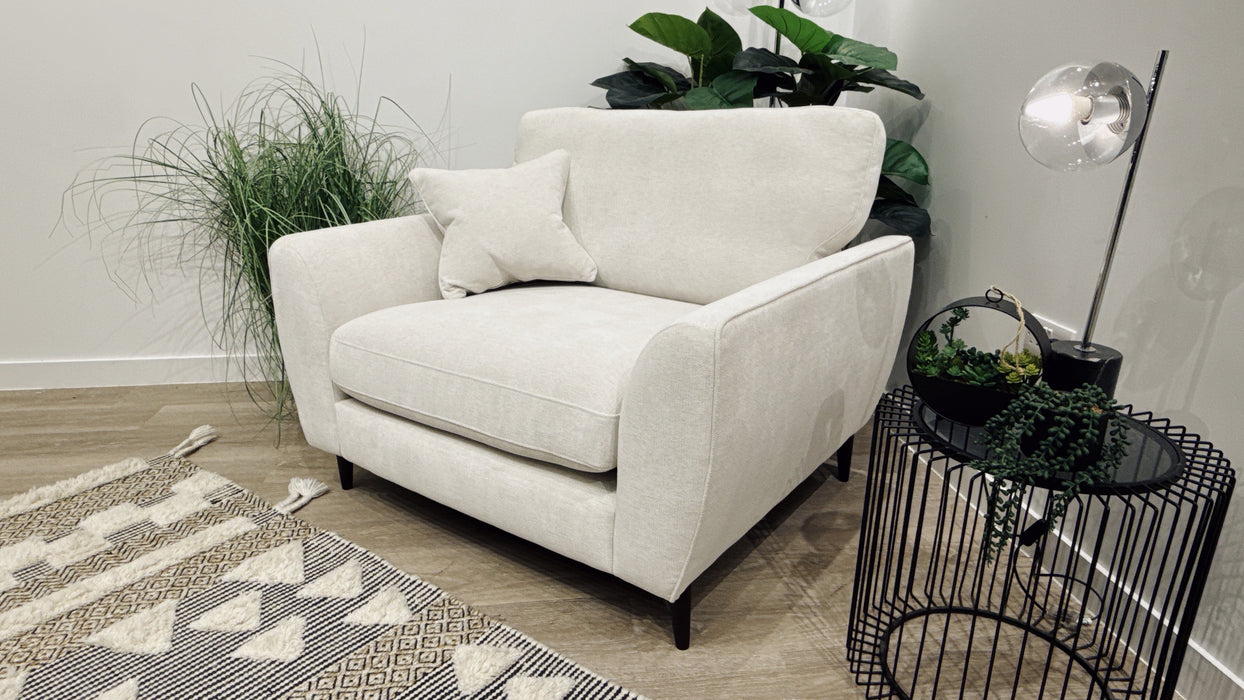 Sofology Hackney Fabric Loveseat Sprung Seat in Linen Look Chenille Mist