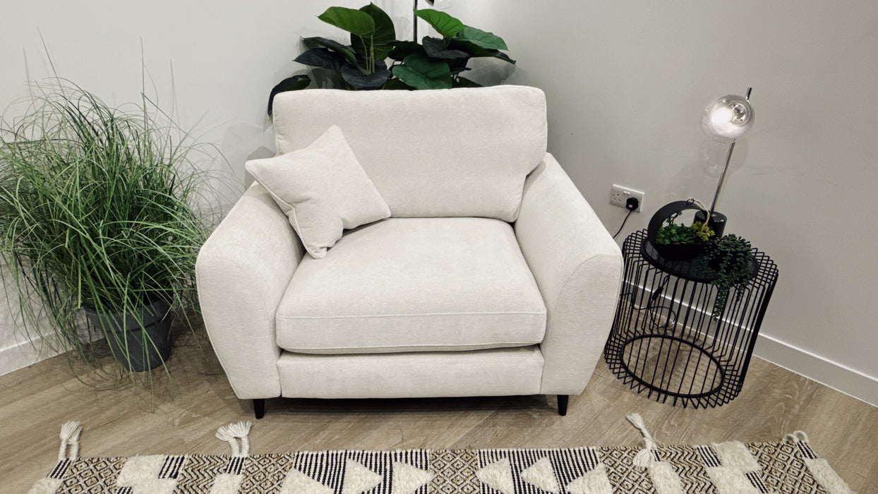 Sofology Hackney Fabric Loveseat Sprung Seat in Linen Look Chenille Mist
