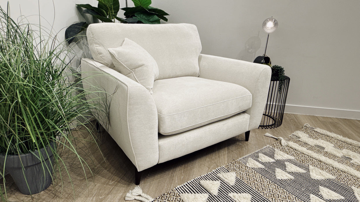 Sofology Hackney Fabric Loveseat Sprung Seat in Linen Look Chenille Mist