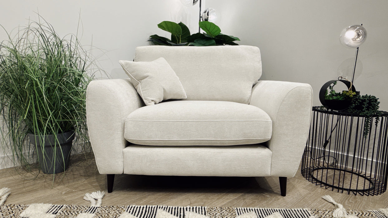 Sofology Hackney Fabric Loveseat Sprung Seat in Linen Look Chenille Mist