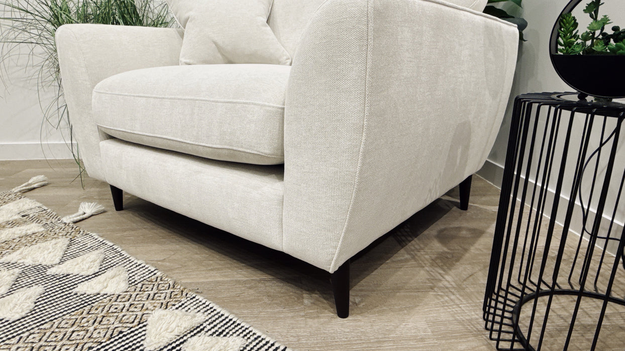 Sofology Hackney Fabric Loveseat Sprung Seat in Linen Look Chenille Mist